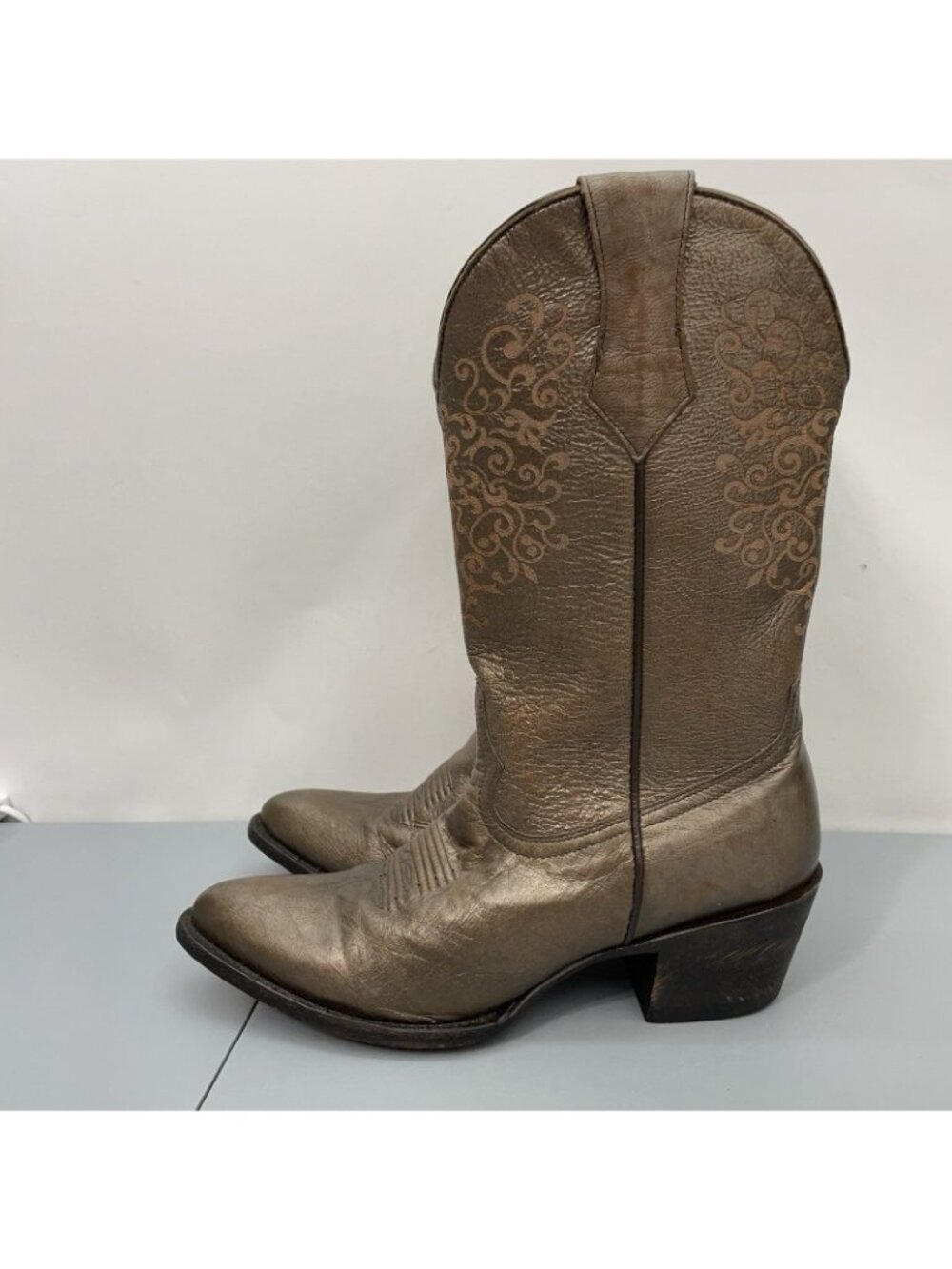 Shyanne Lola Cowgirl Cowboy Boots Western Distressed Bronze Metallic Womens 9.5 - Picture 5 of 15